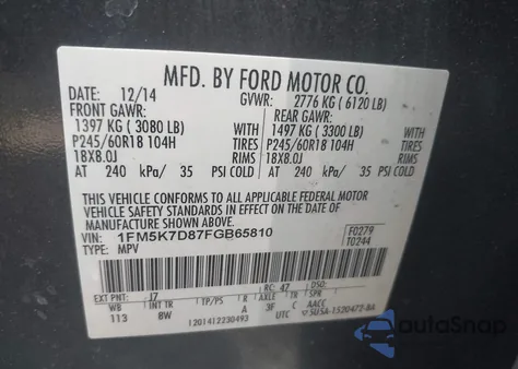 2015 Ford Explorer Xlt from USA, damaged, VIN 1FM5K7D87FGB65810